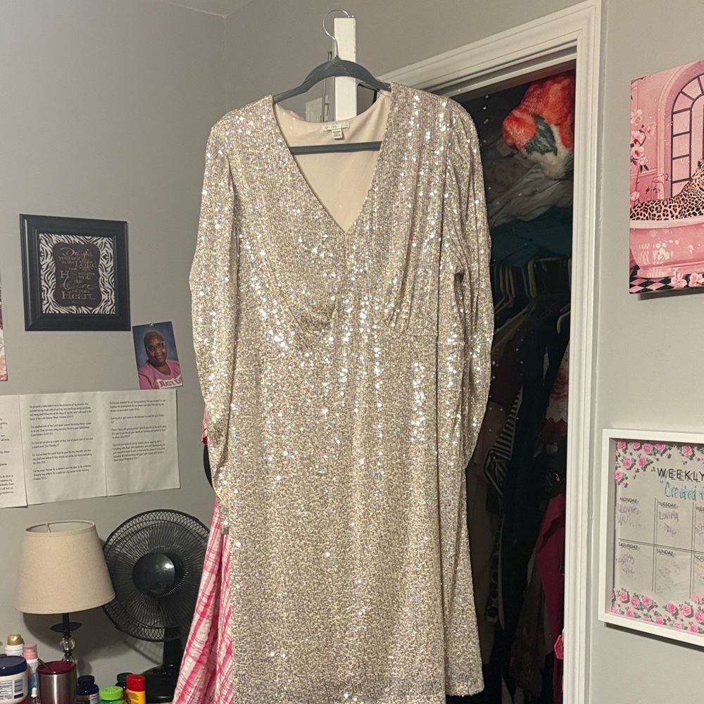 Cato Silver Sequin Midi Dress